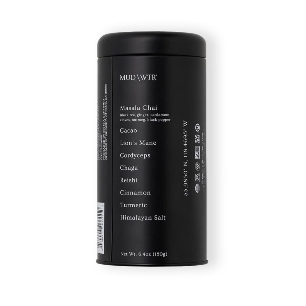 MUD\WTR alternative coffee with cacao and mushrooms for earthy flavor and no caffeine jitters