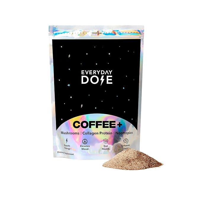 Everyday Dose mushroom coffee blend with Lion’s Mane and collagen for clean focus and smooth energy